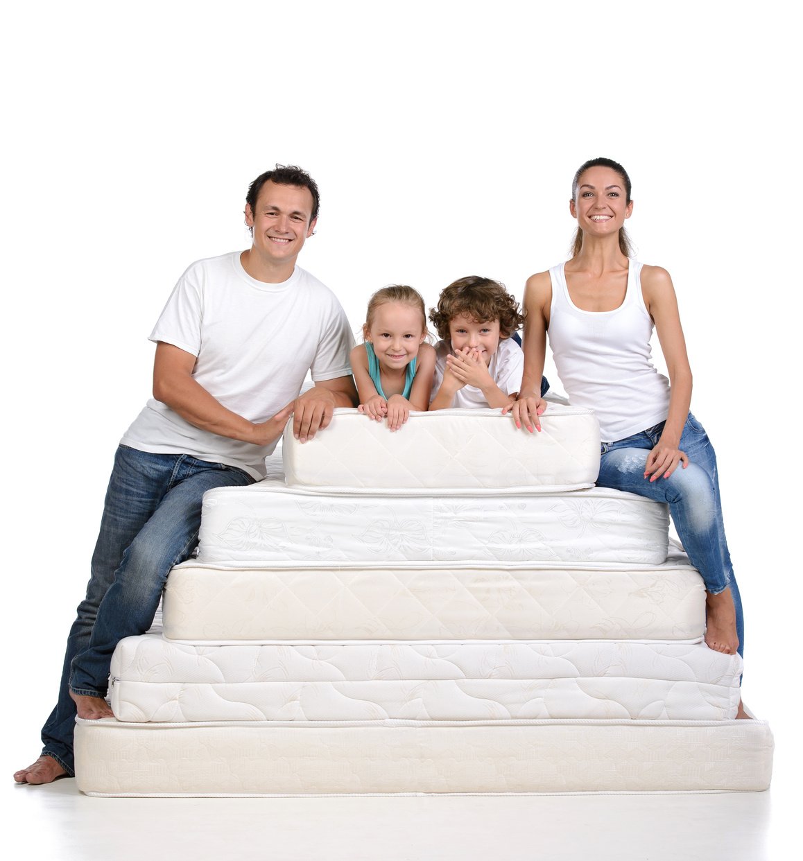 Family and many mattresses